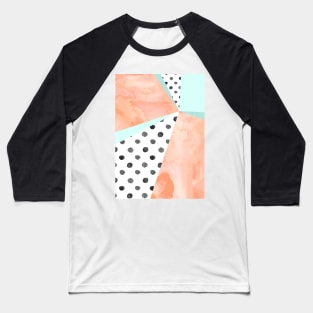 coral sky watercolor dots color block Baseball T-Shirt